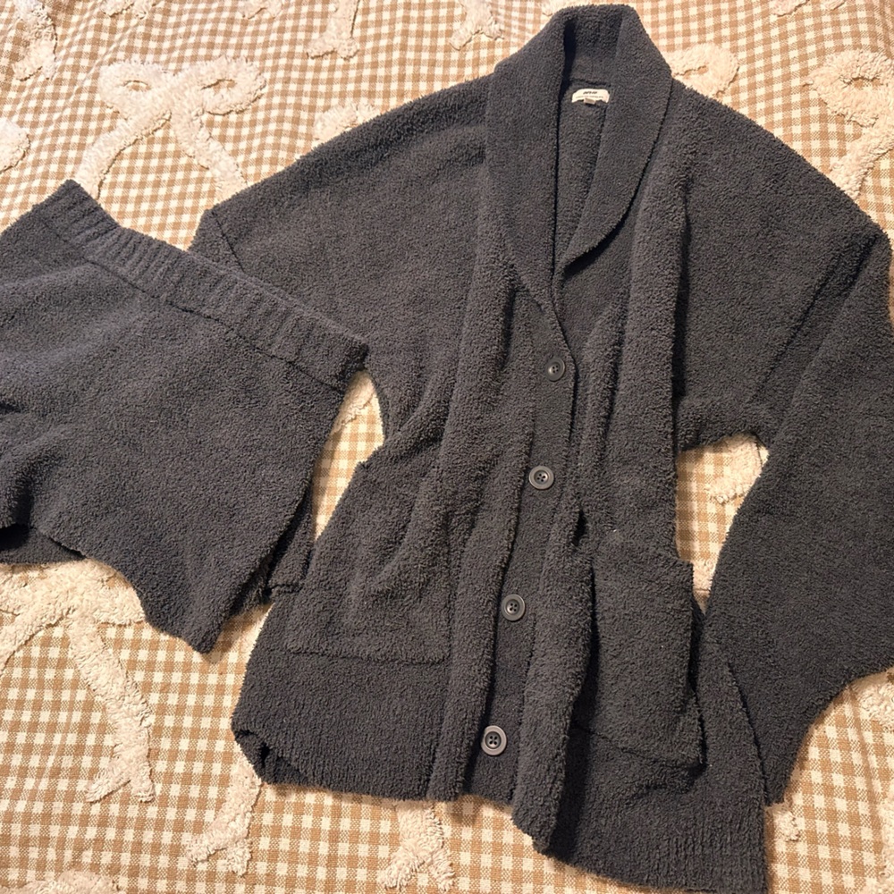Aerie Marshmallow Cardigan and Short Set